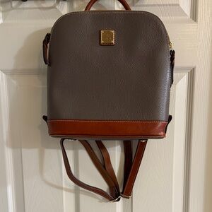 Elephant and Tan Leather Backpack